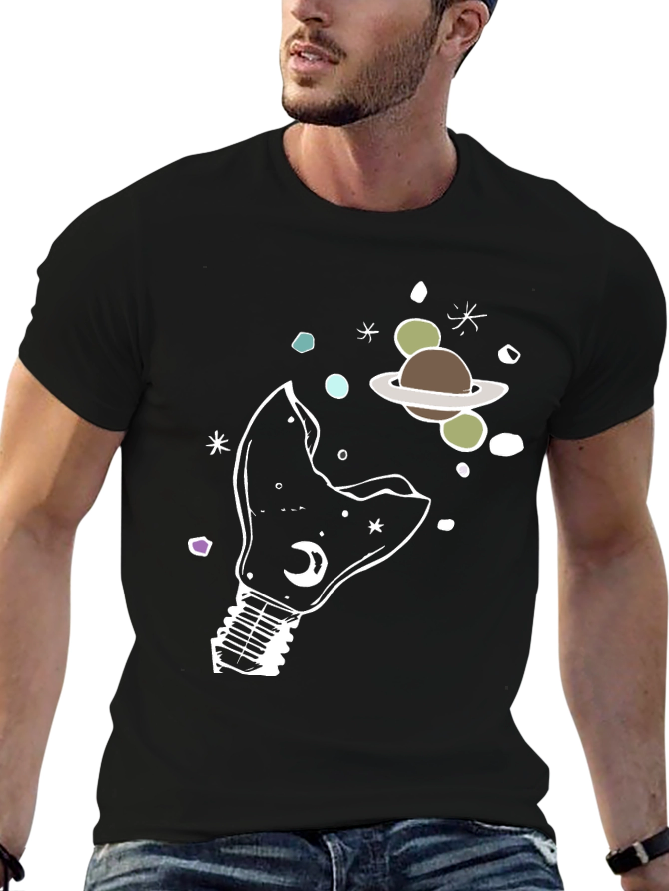 Cosmic Light Bulb Graphic Tee - Unique Design