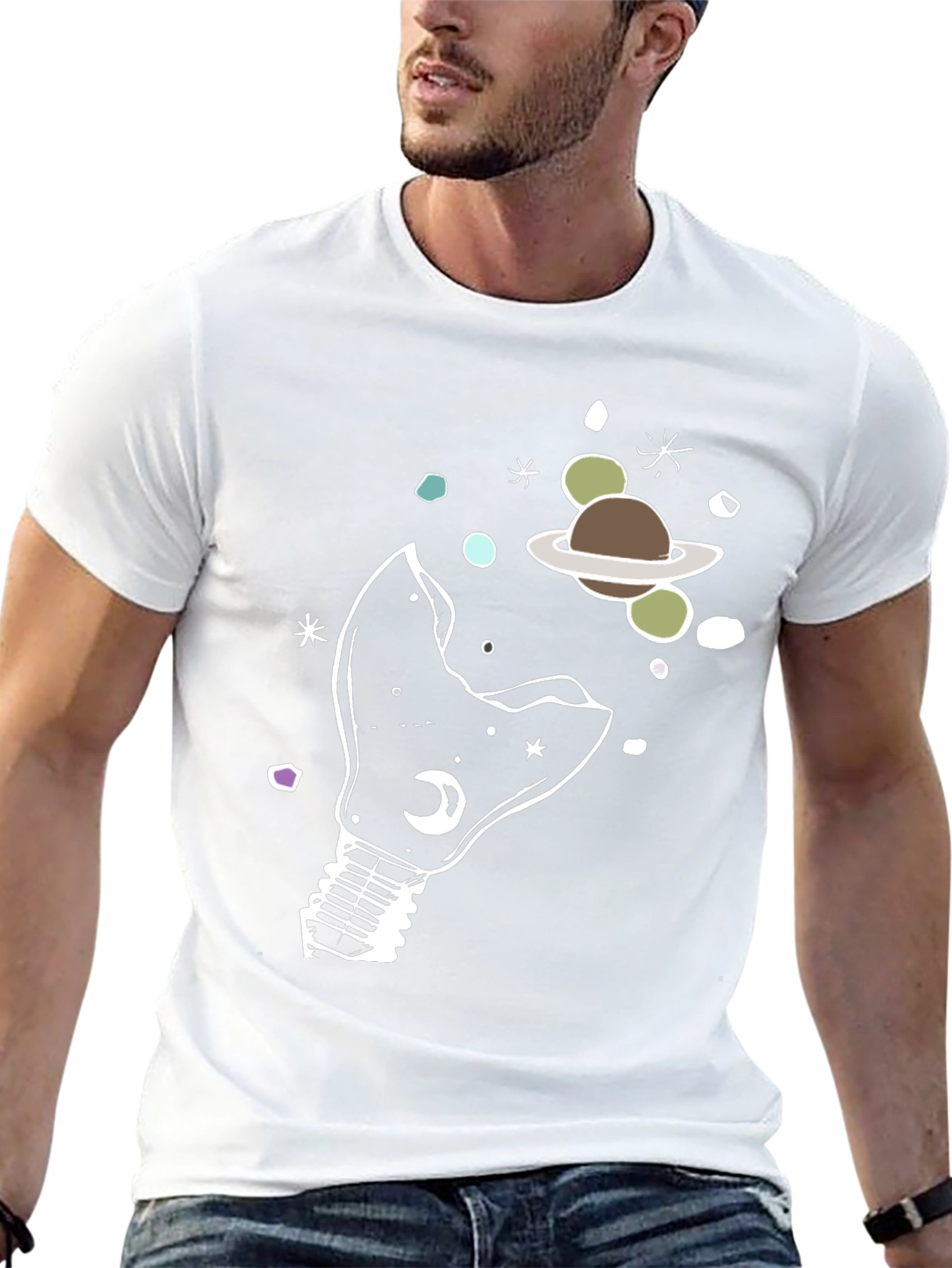 Cosmic Light Bulb Graphic Tee - Unique Design