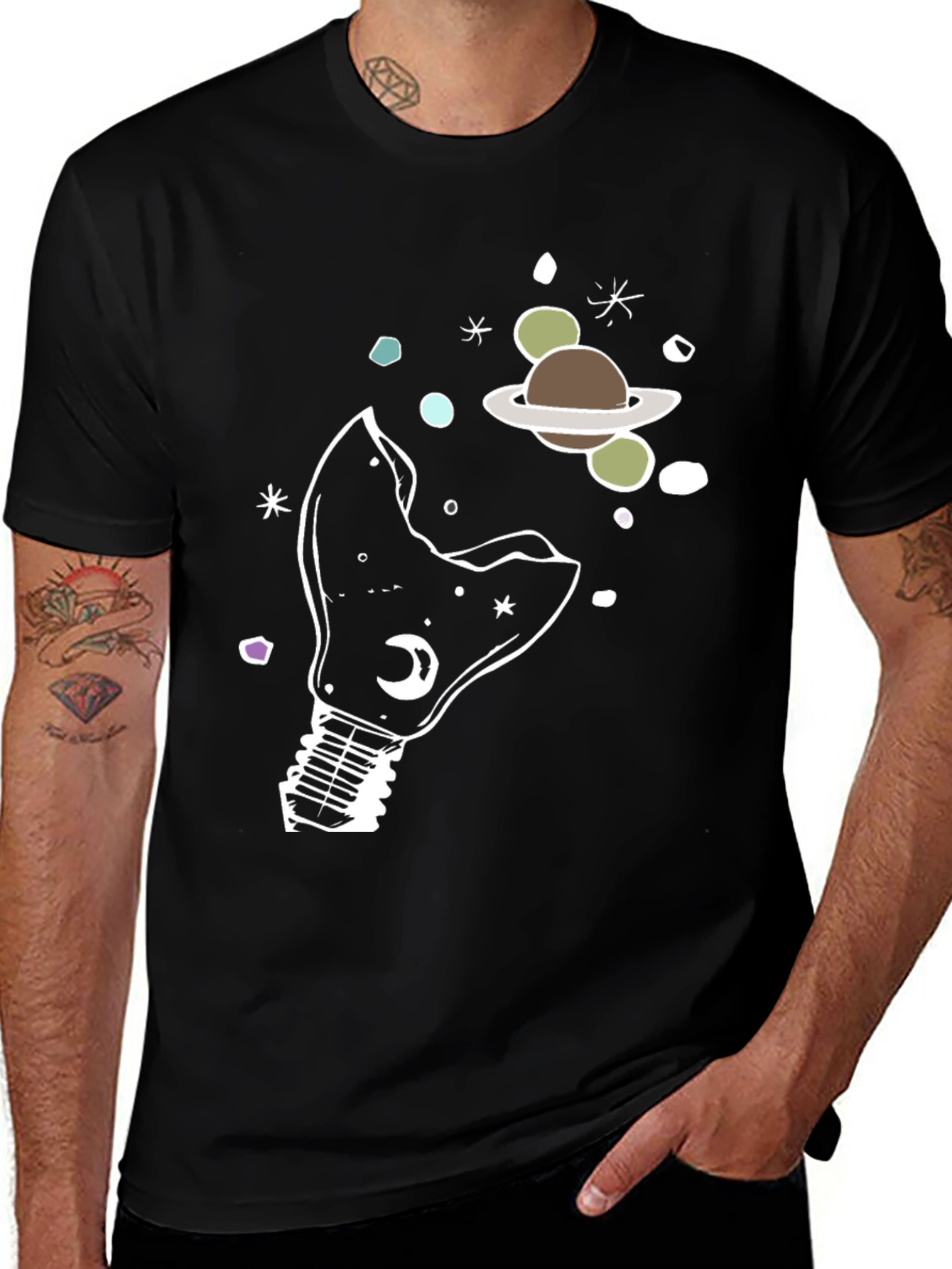 Cosmic Light Bulb Graphic Tee - Unique Design