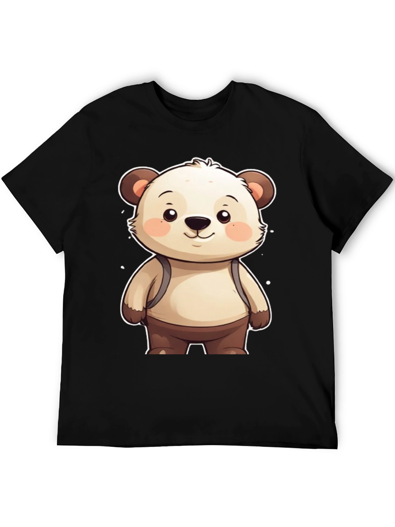 Cute Bear Cartoon Graphic Black T-Shirt