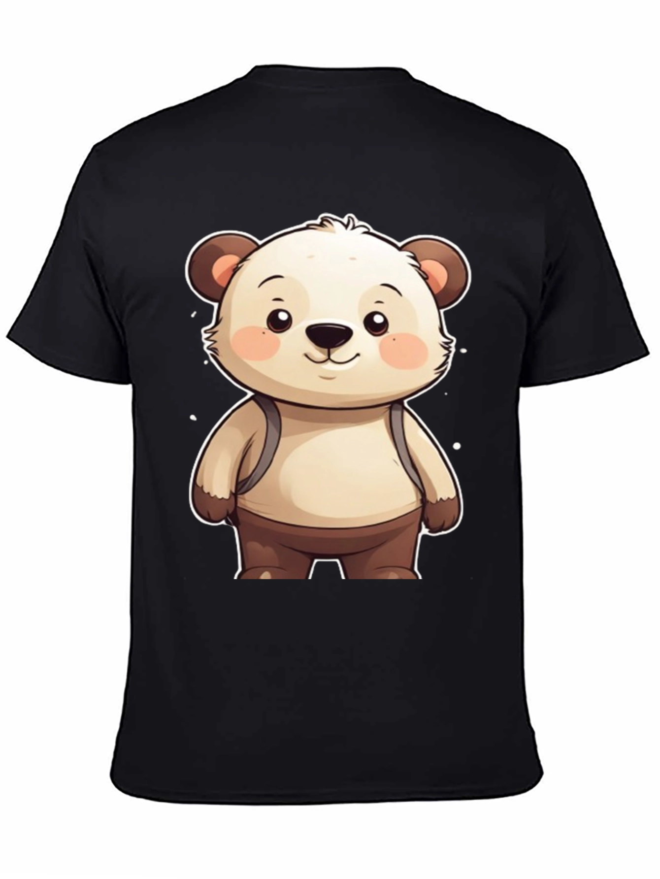 Cute Bear Cartoon Graphic Black T-Shirt