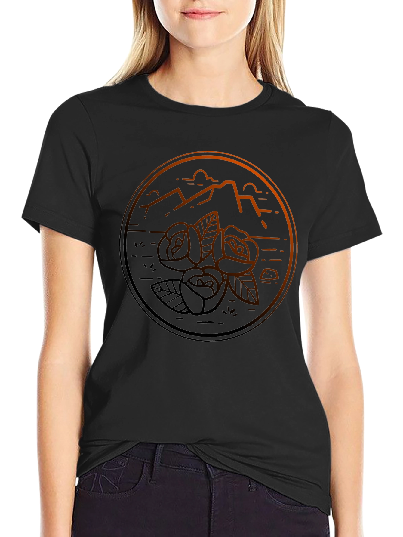 Mountain & Rose Graphic Tee - Mens Black T-Shirt
