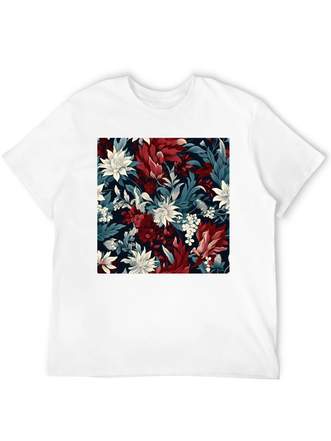 Floral Pattern Black T-Shirt - Modern Style