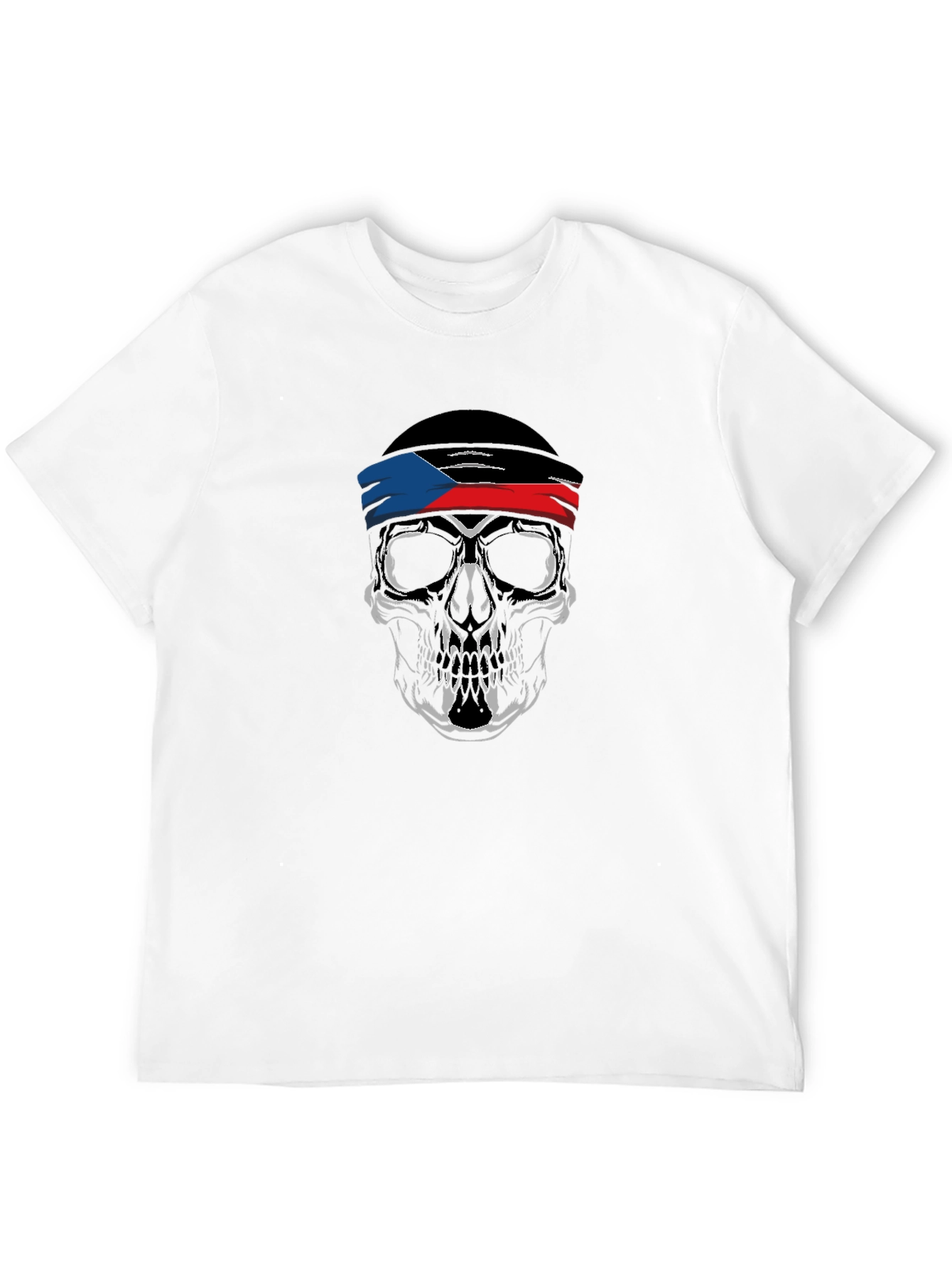 Skull Headband Graphic Black T-Shirt
