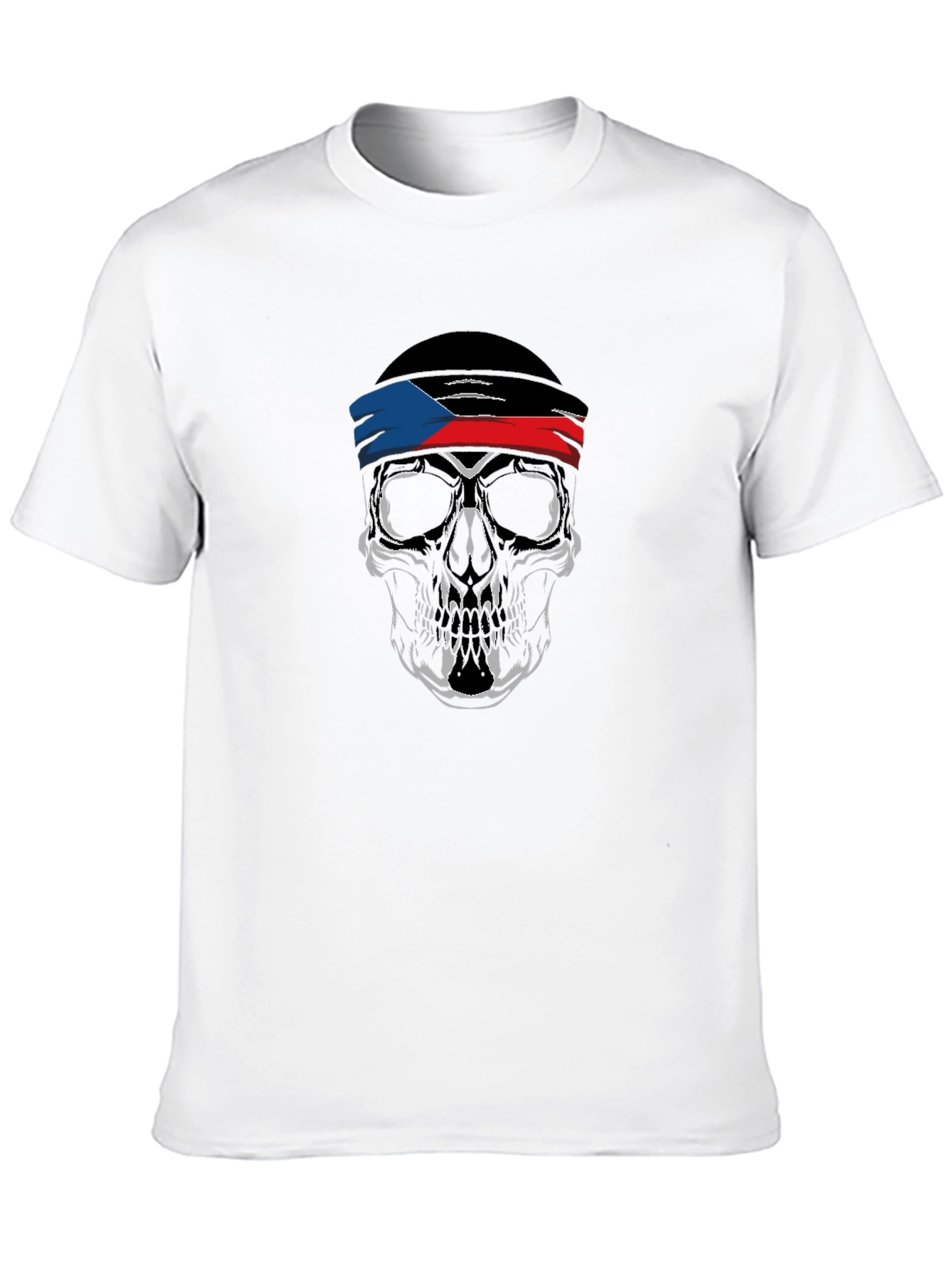 Skull Headband Graphic Black T-Shirt