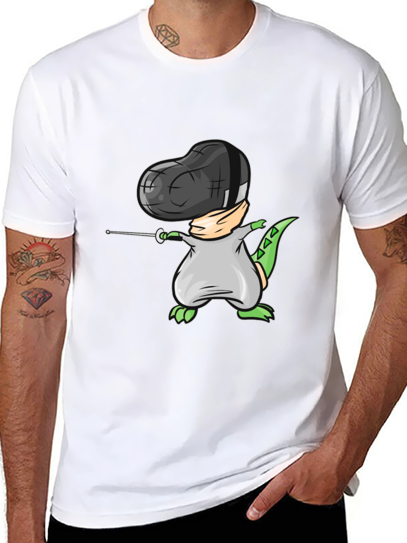Dino Fencing Black T-Shirt