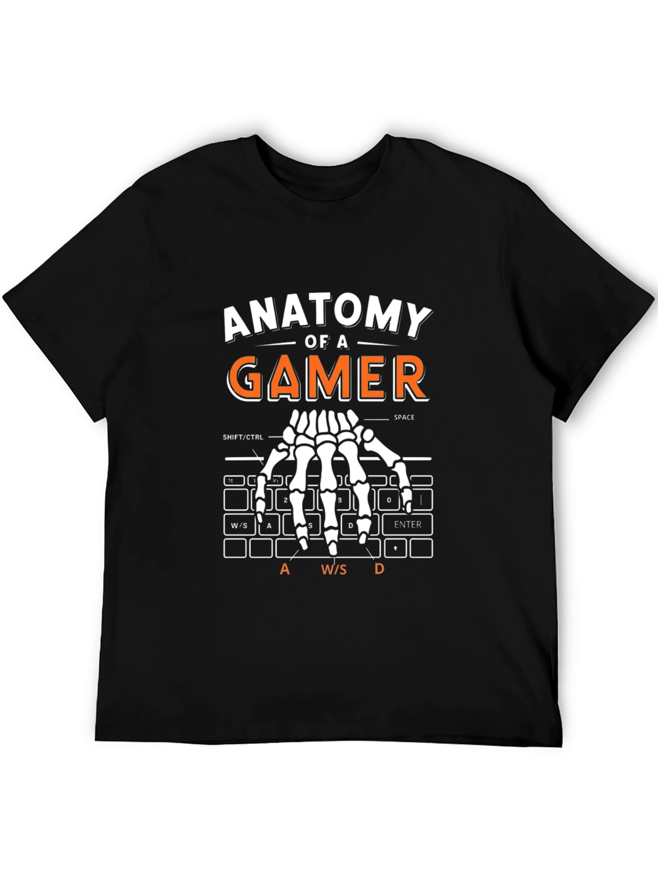 Anatomy of a Gamer T-Shirt - Keyboard Skeleton Hand