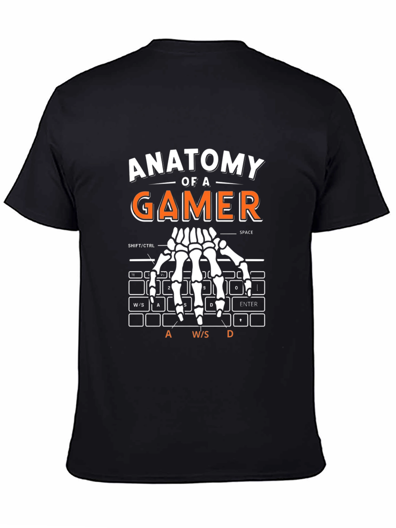 Anatomy of a Gamer T-Shirt - Keyboard Skeleton Hand