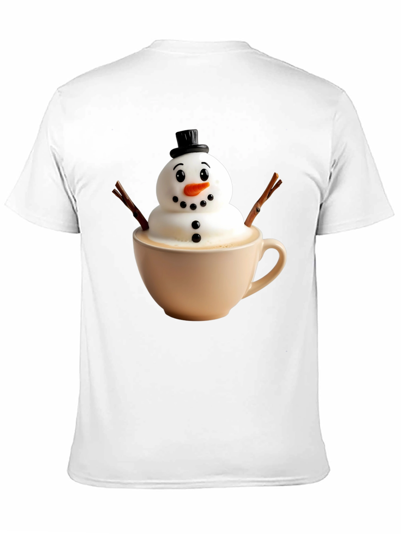 Whimsical Snowman Latte Art T-Shirt
