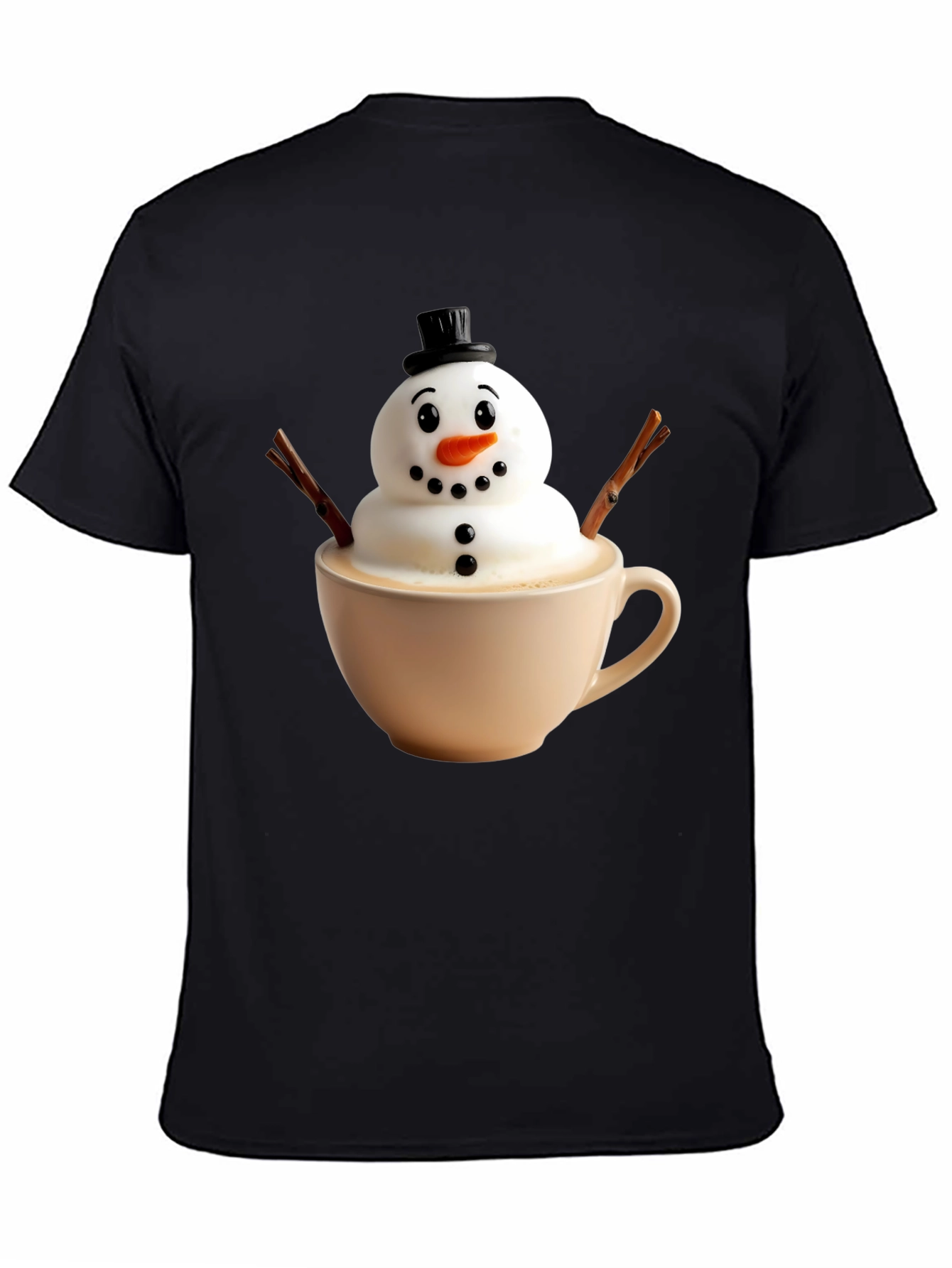 Whimsical Snowman Latte Art T-Shirt