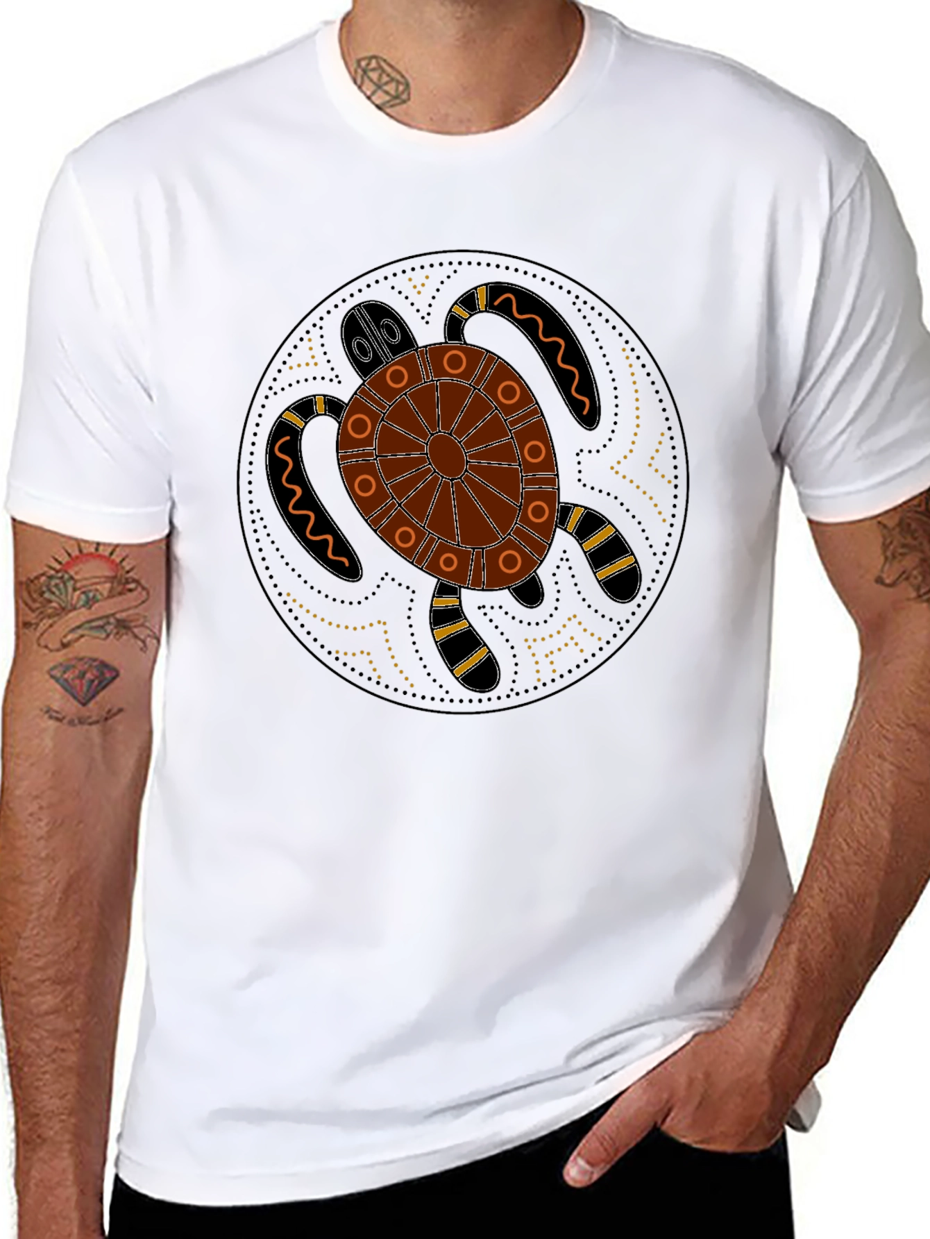 Turtle Graphic Print Black Casual T-Shirt