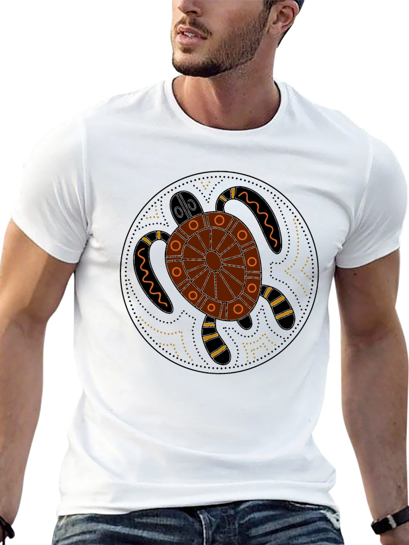Turtle Graphic Print Black Casual T-Shirt