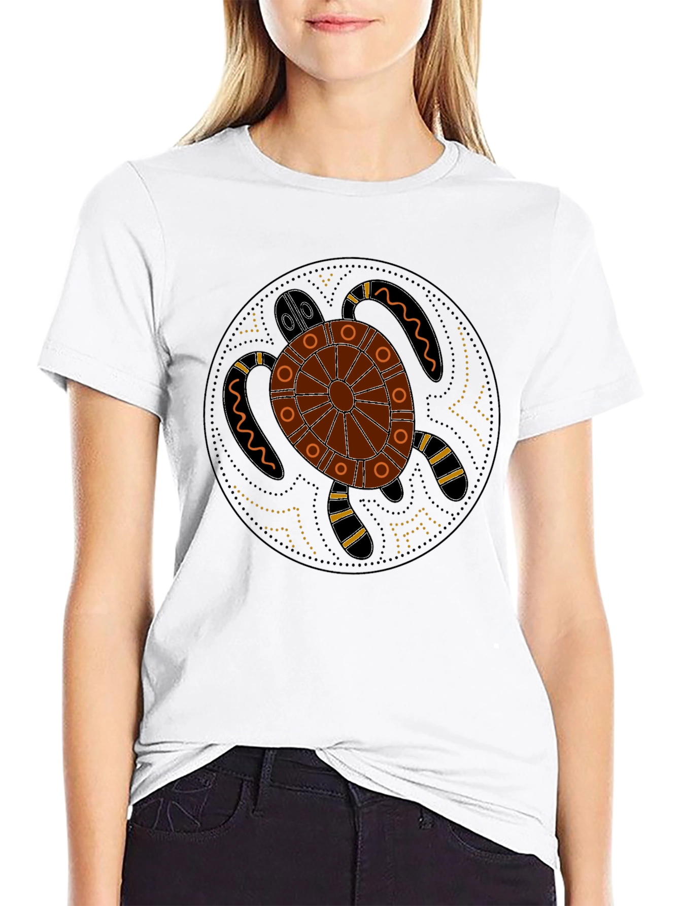 Turtle Graphic Print Black Casual T-Shirt