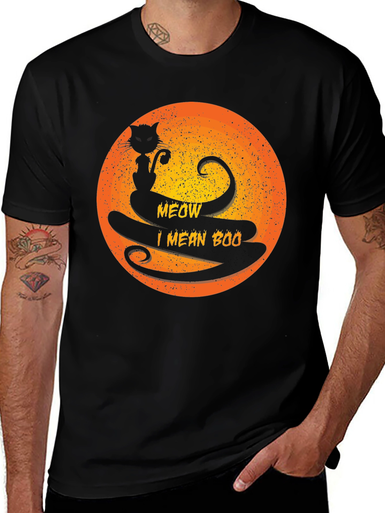 Halloween Black Cat Meow I Mean Boo T-Shirt