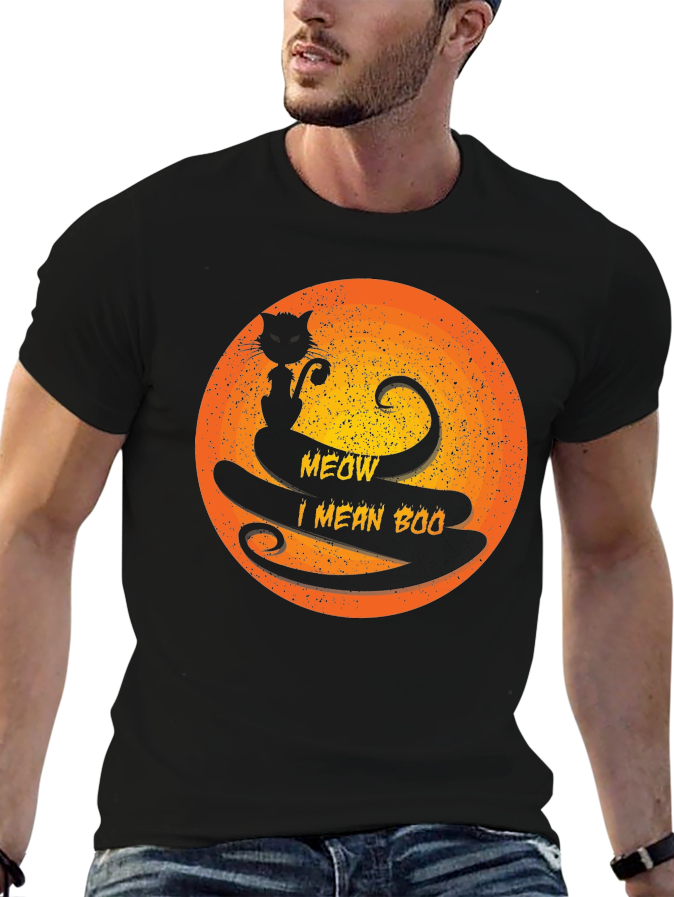 Halloween Black Cat Meow I Mean Boo T-Shirt