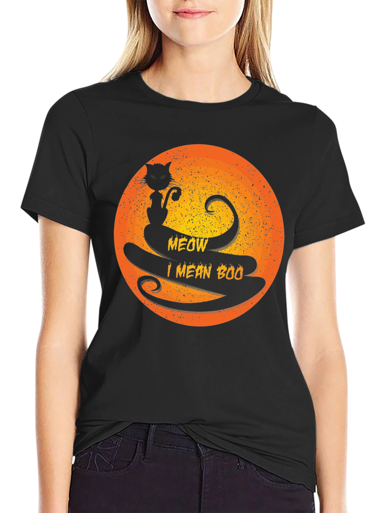Halloween Black Cat Meow I Mean Boo T-Shirt