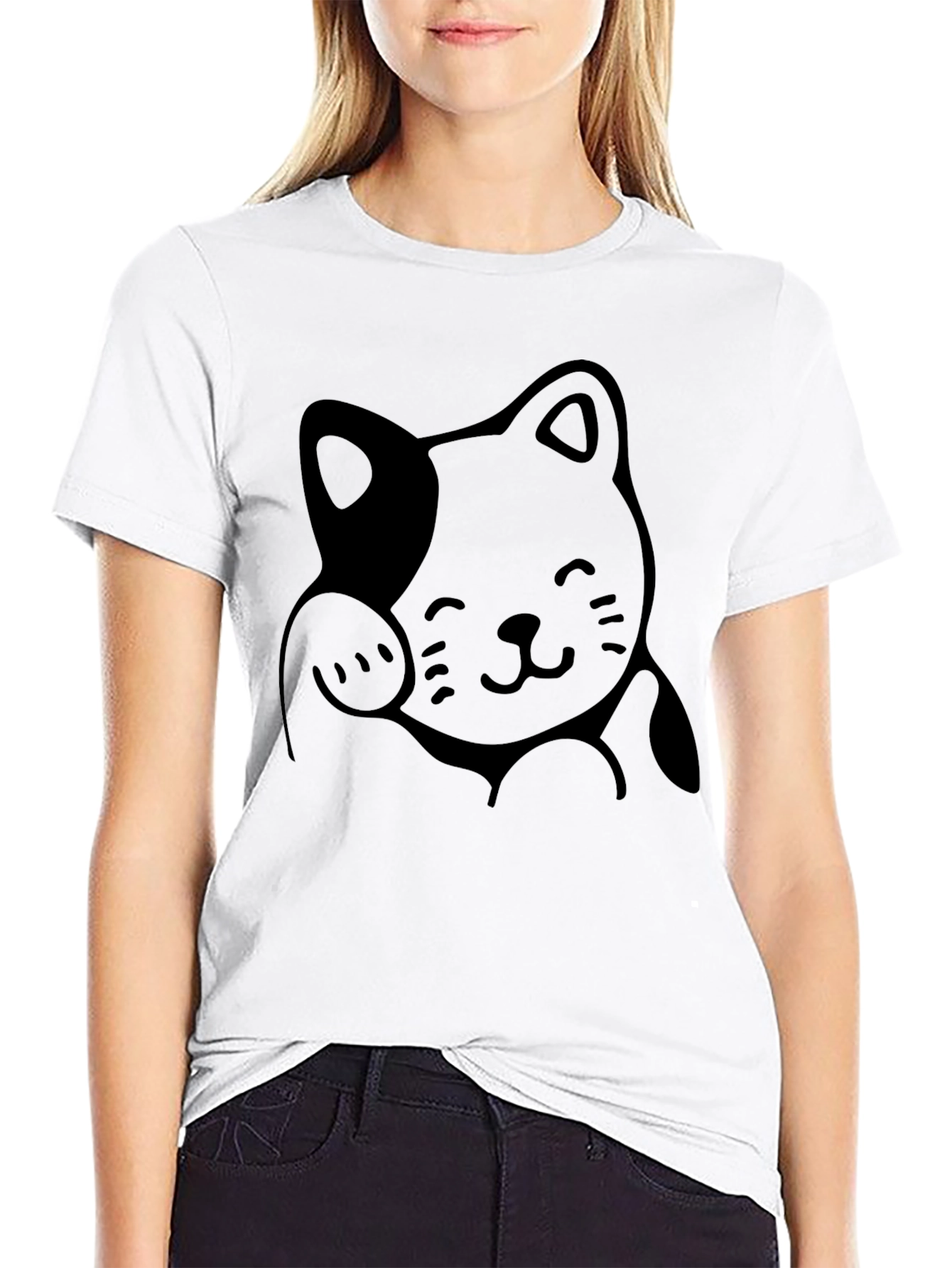 Lucky Cat Graphic Tee - Black Unisex