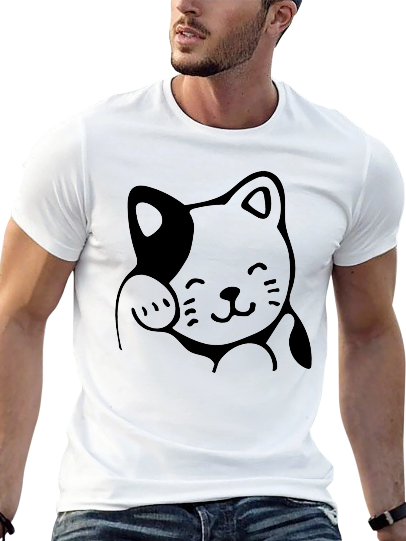 Lucky Cat Graphic Tee - Black Unisex