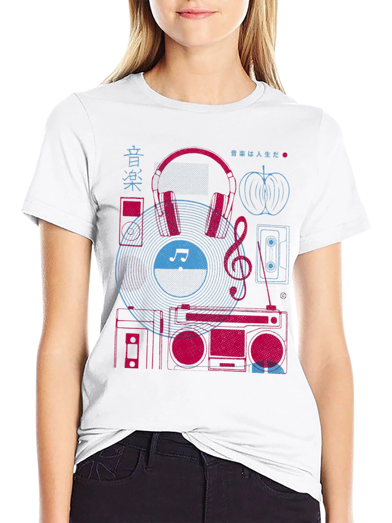 Music Lovers Graphic Tee - Retro Boombox Design