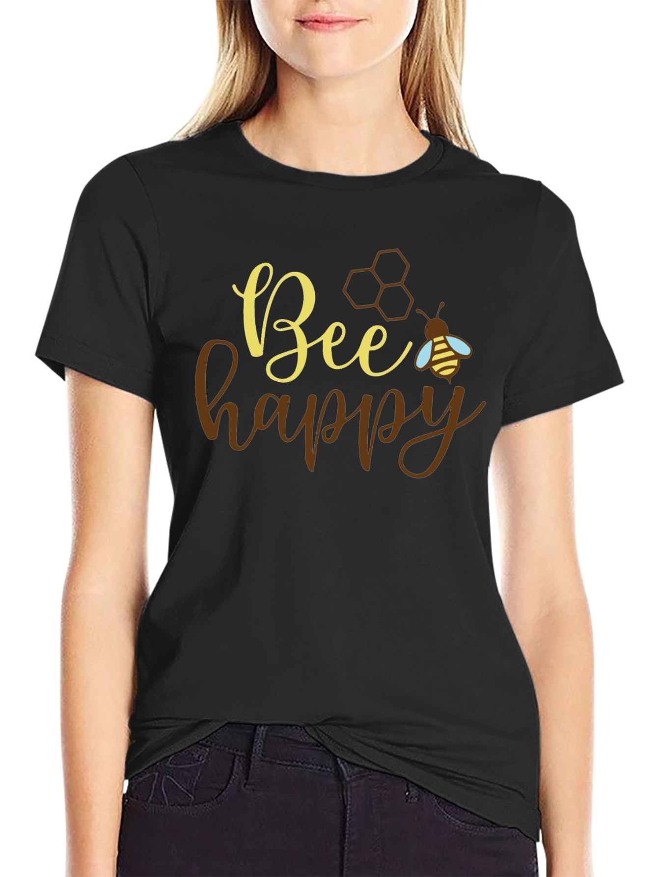 Bee Happy Graphic T-Shirt - Positive Vibes