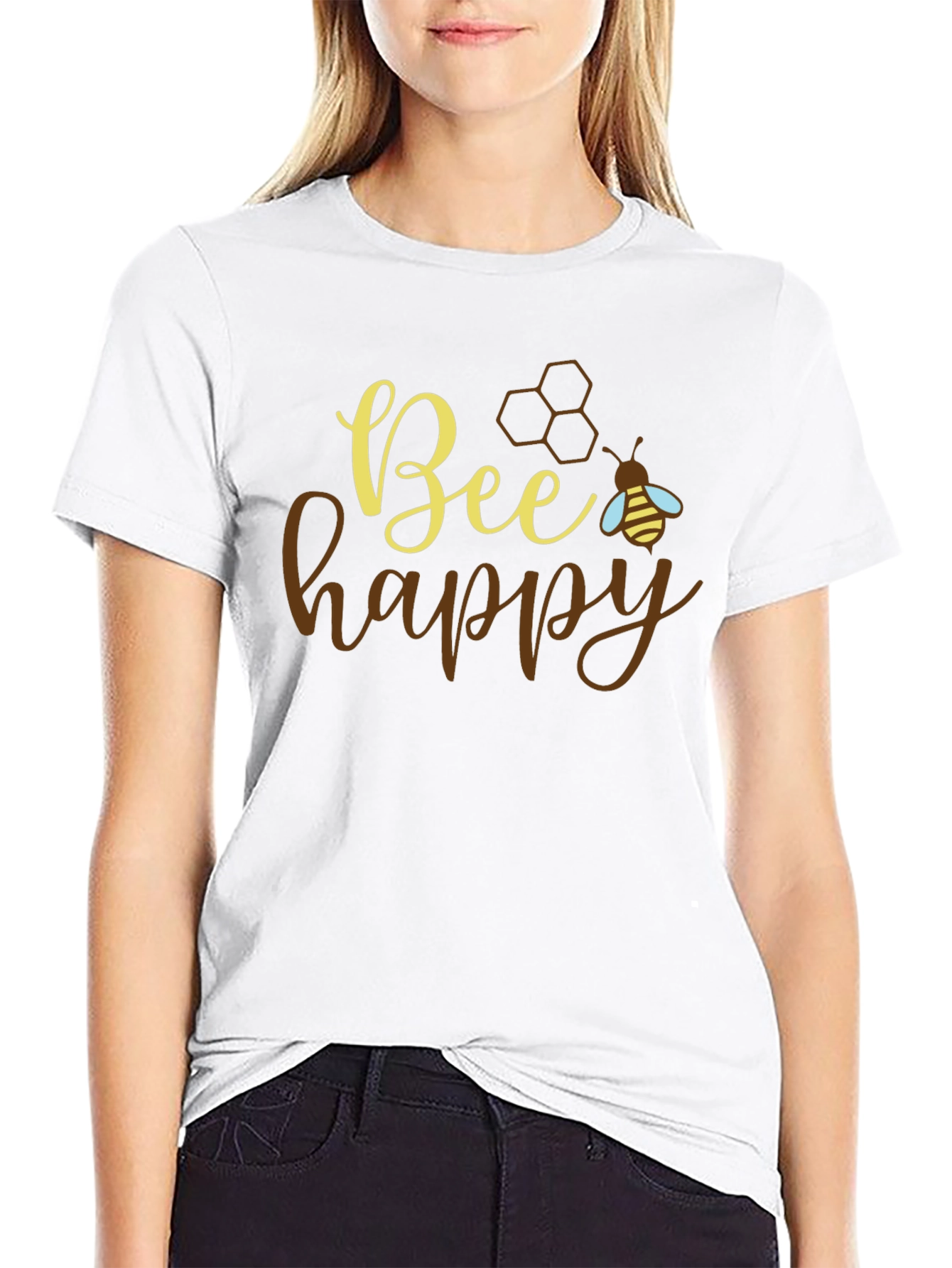 Bee Happy Graphic T-Shirt - Positive Vibes