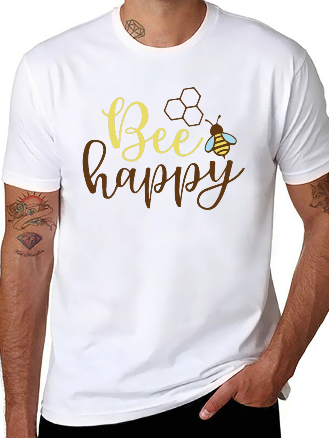 Bee Happy Graphic T-Shirt - Positive Vibes