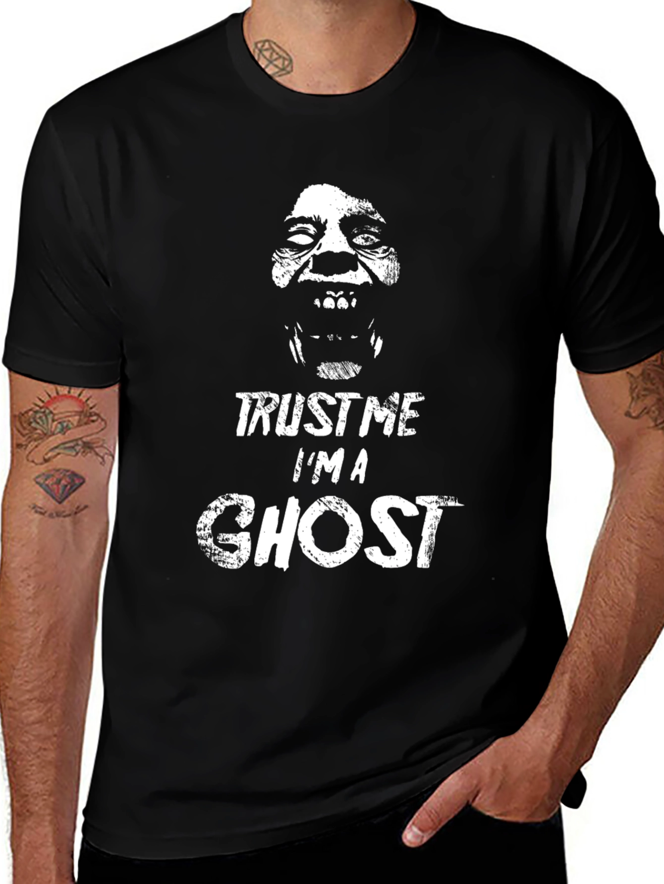 Trust Me Im A Ghost Black Graphic T-Shirt