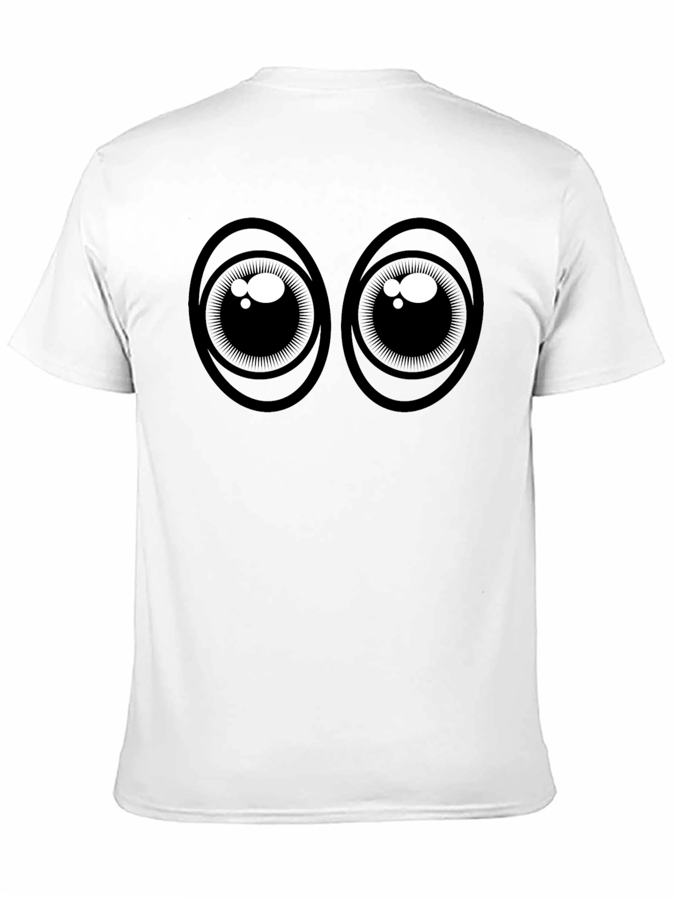 Cartoon Eyes Graphic Tee - Black Cotton T-Shirt
