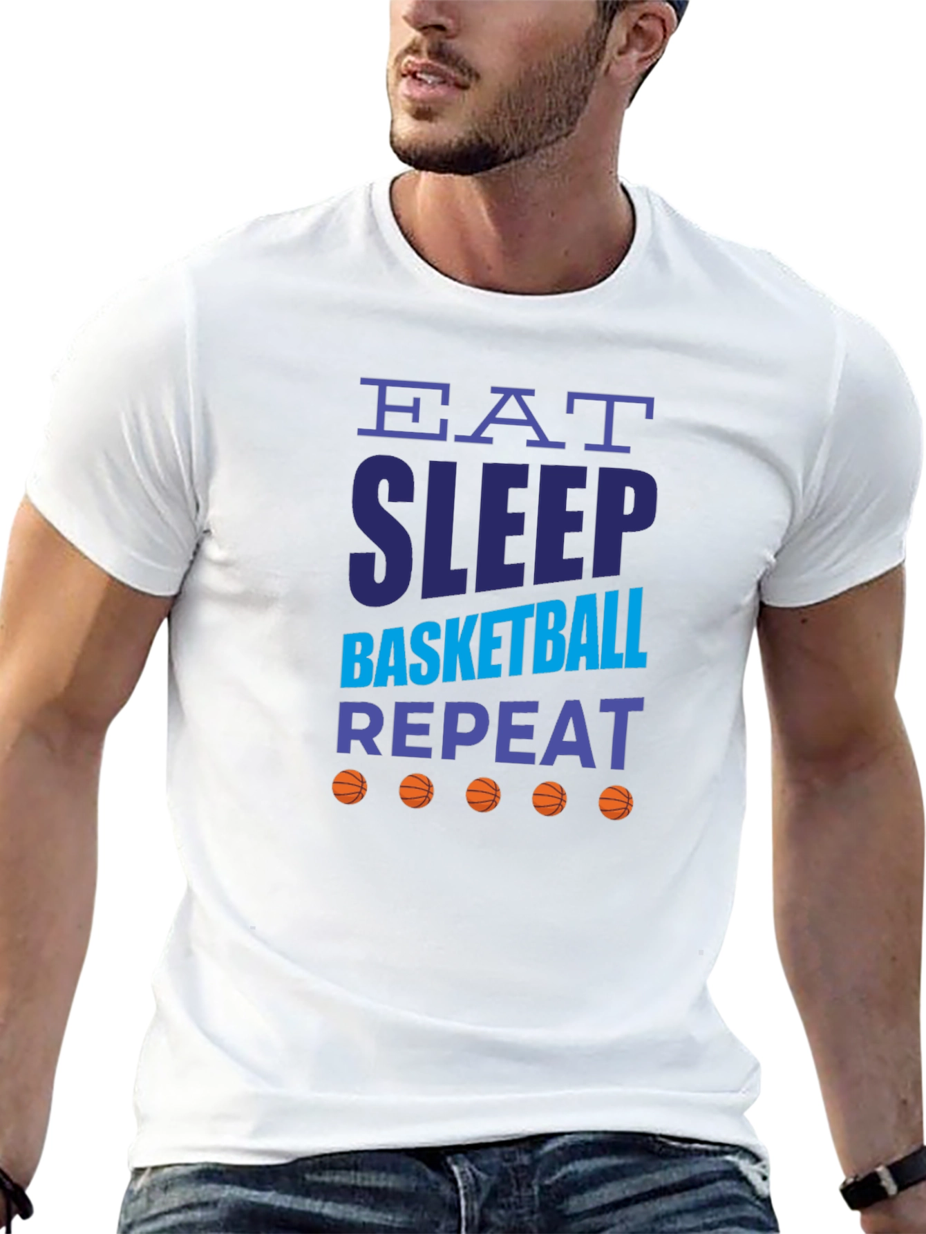 Eat Sleep Basketball Repeat Graphic Tee