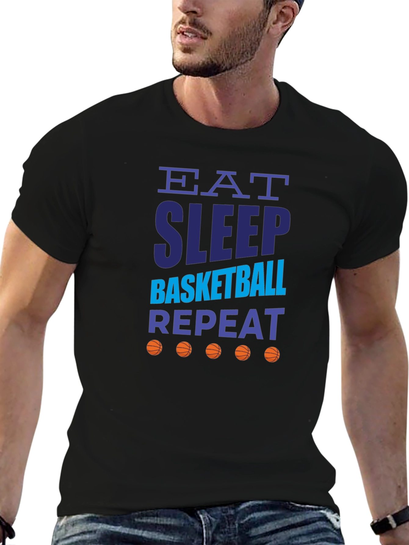 Eat Sleep Basketball Repeat Graphic Tee