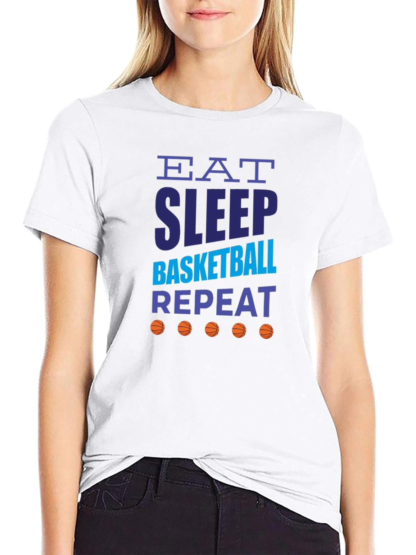 Eat Sleep Basketball Repeat Graphic Tee