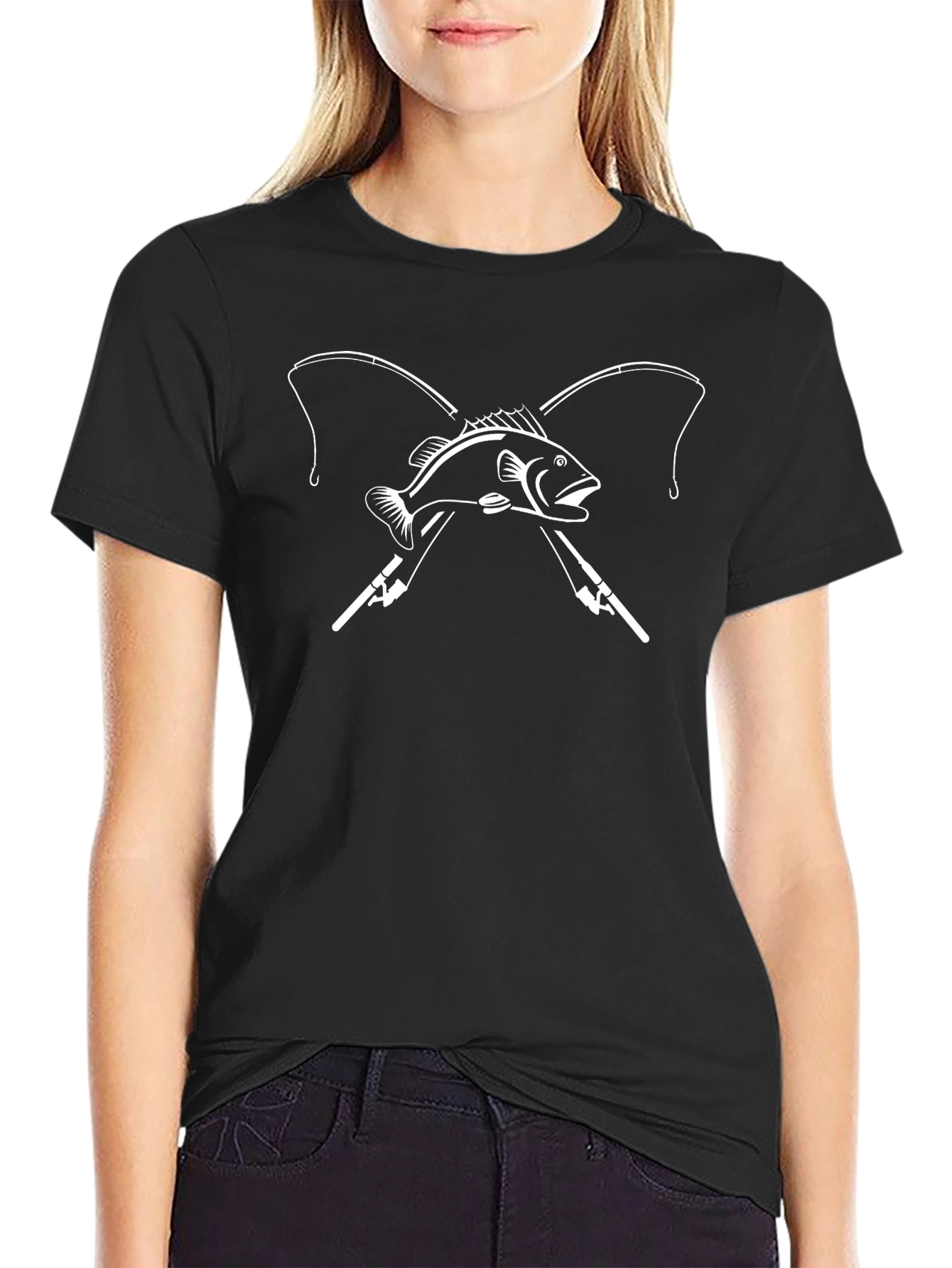 Fishing T-Shirt: Bass & Rods Graphic Tee