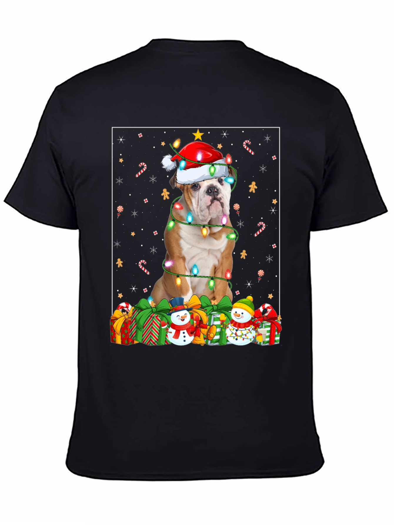 Bulldog Christmas Lights T-Shirt