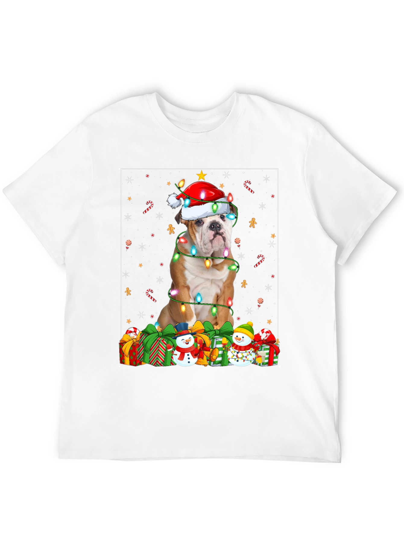 Bulldog Christmas Lights T-Shirt