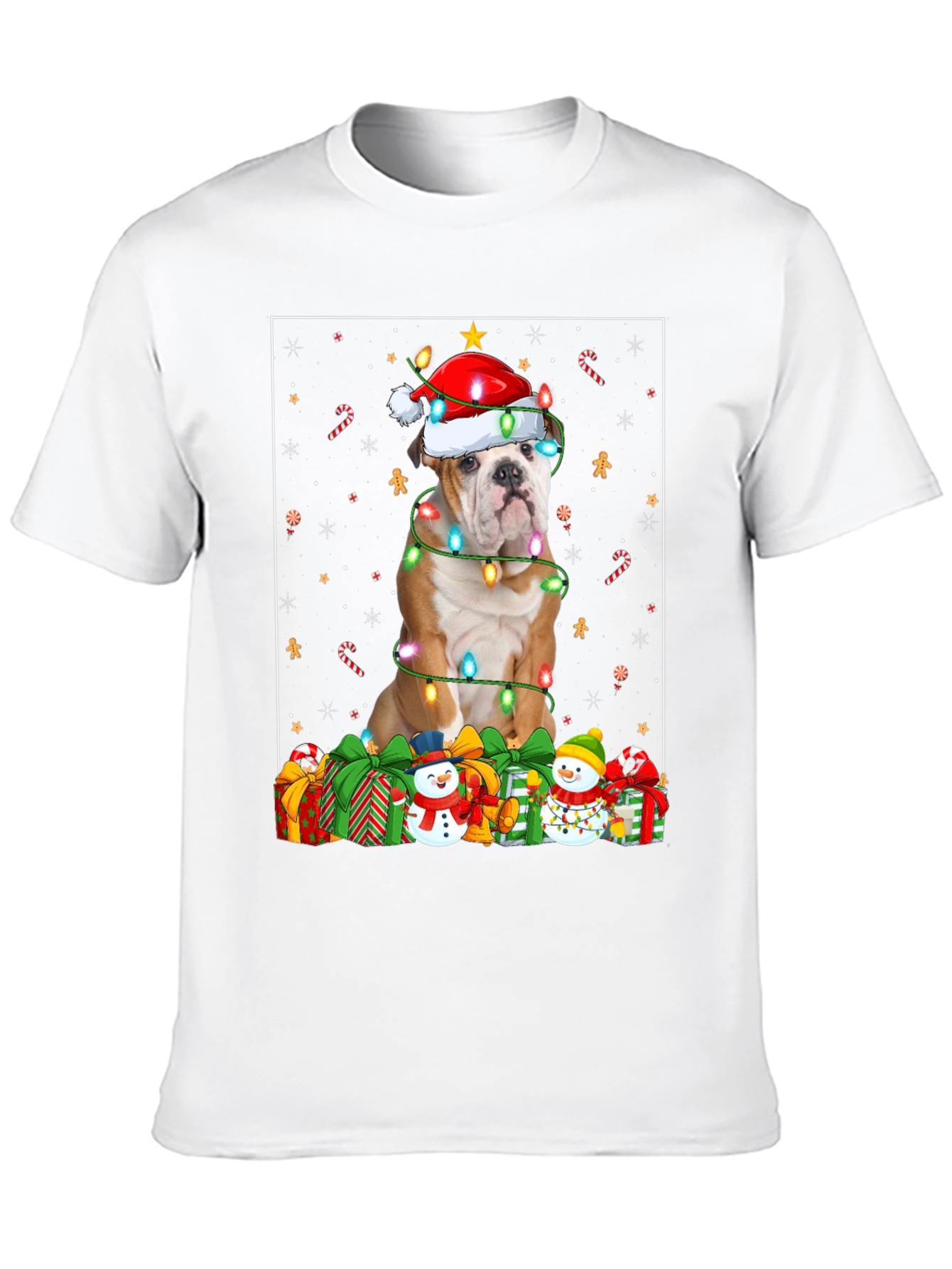 Bulldog Christmas Lights T-Shirt