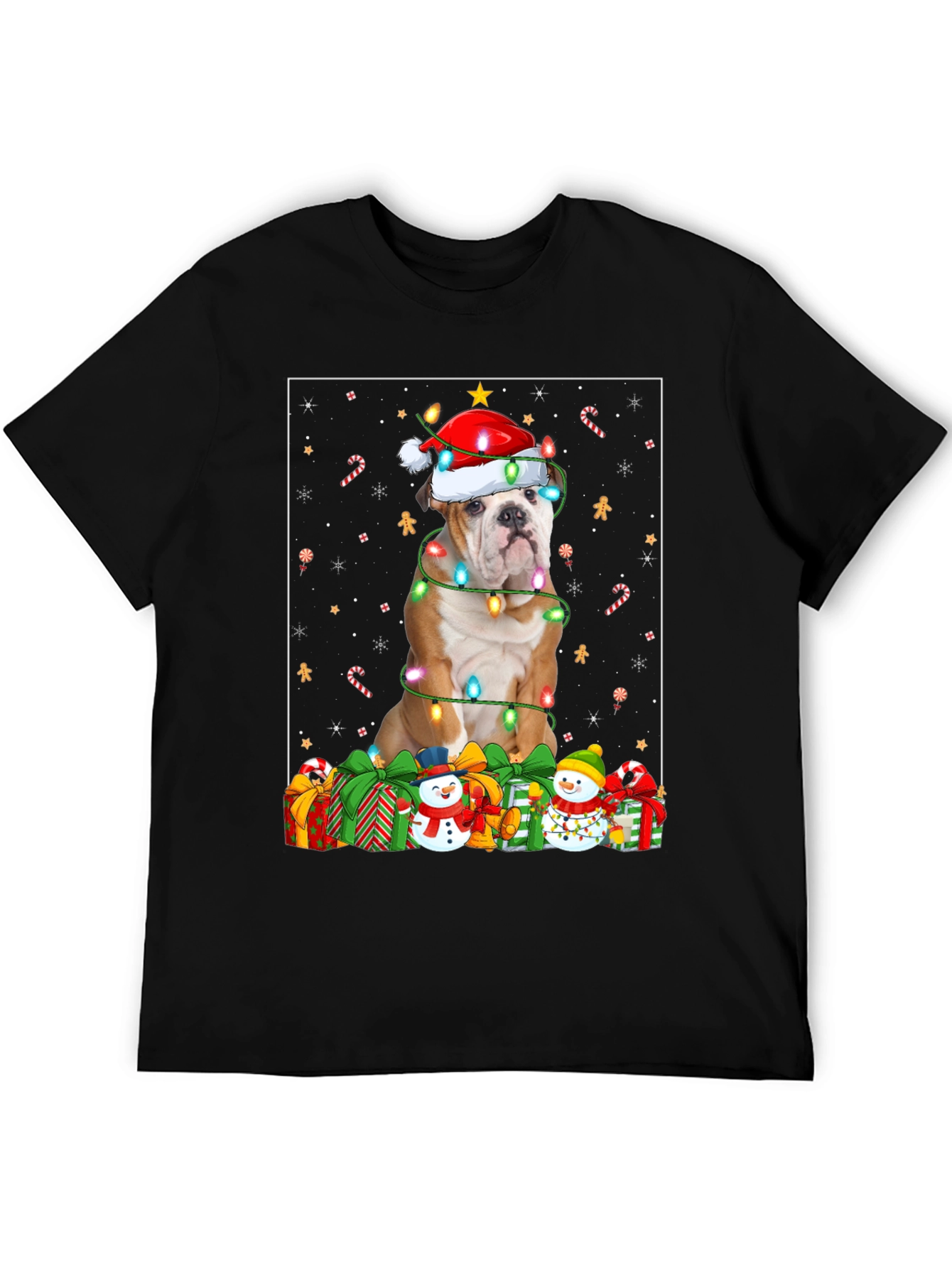 Bulldog Christmas Lights T-Shirt