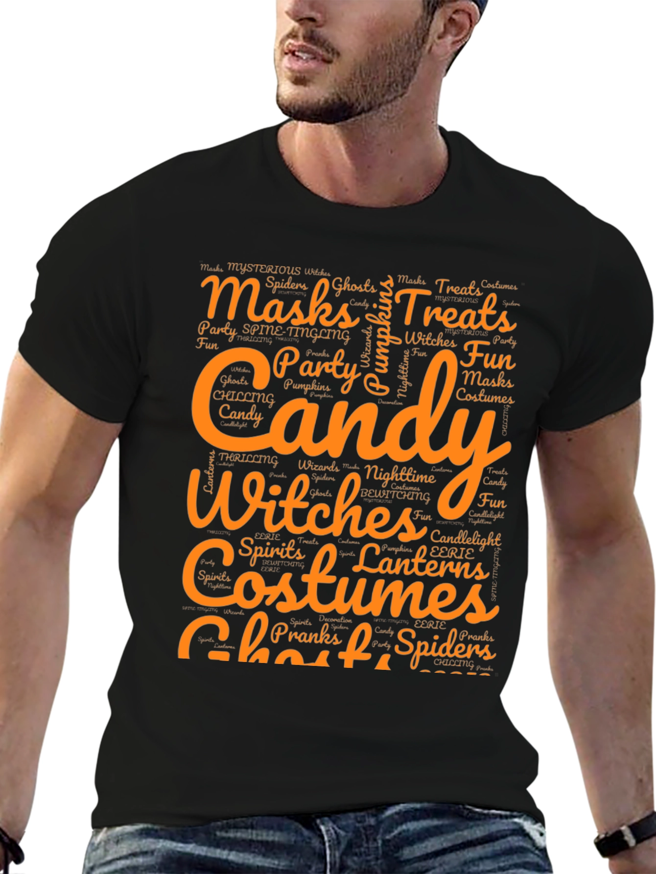 Halloween Word Art Graphic T-Shirt