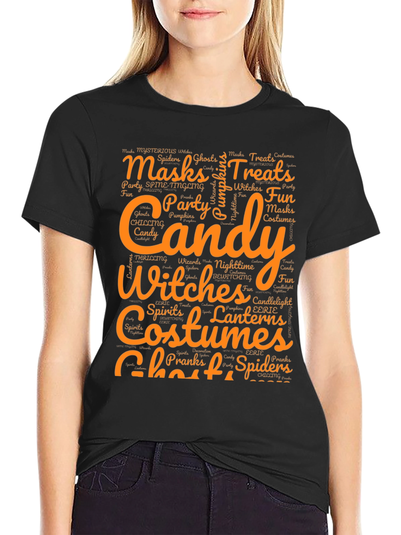 Halloween Word Art Graphic T-Shirt