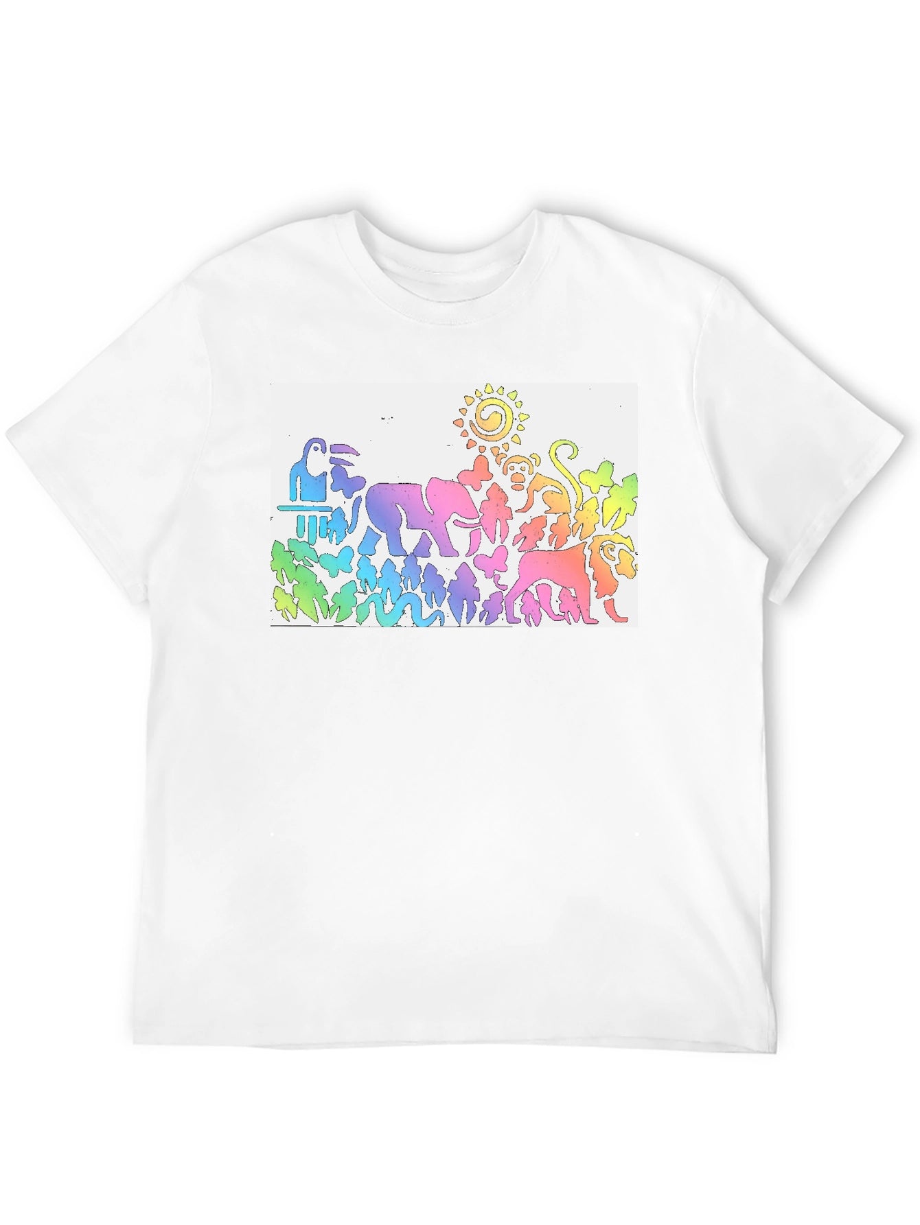 Rainbow Animals T-Shirt Jungle Zoo Tee