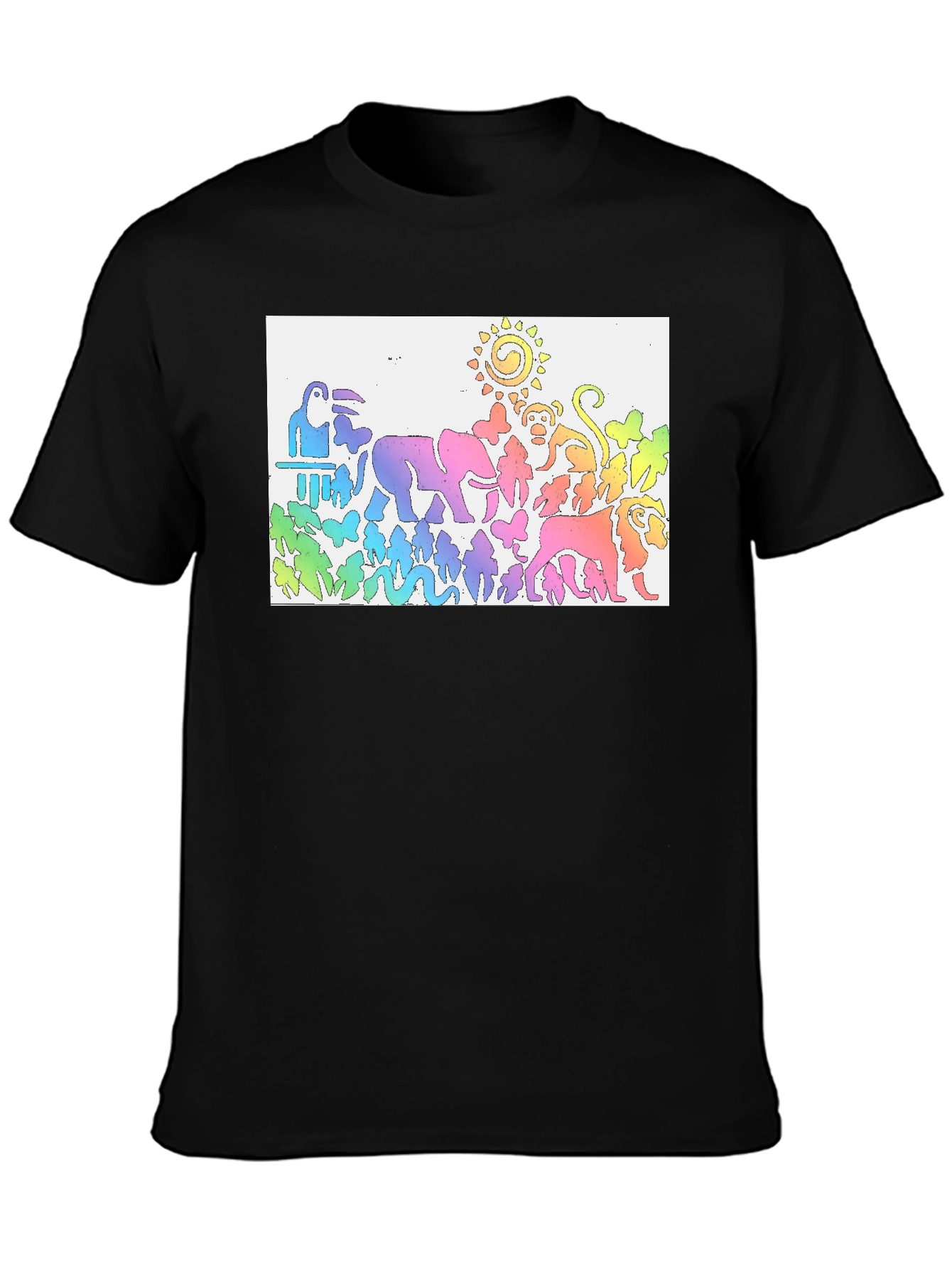 Rainbow Animals T-Shirt Jungle Zoo Tee