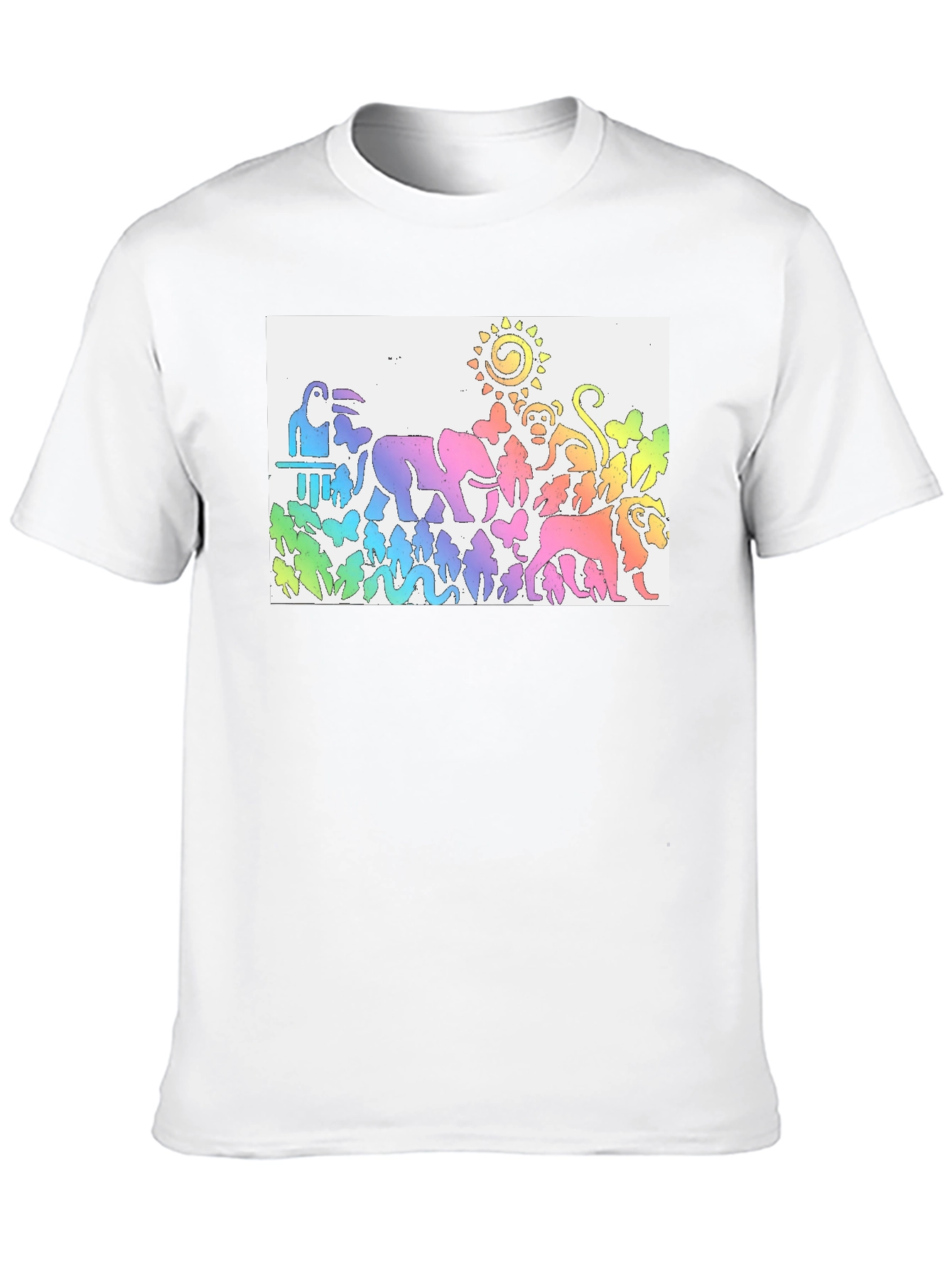 Rainbow Animals T-Shirt Jungle Zoo Tee