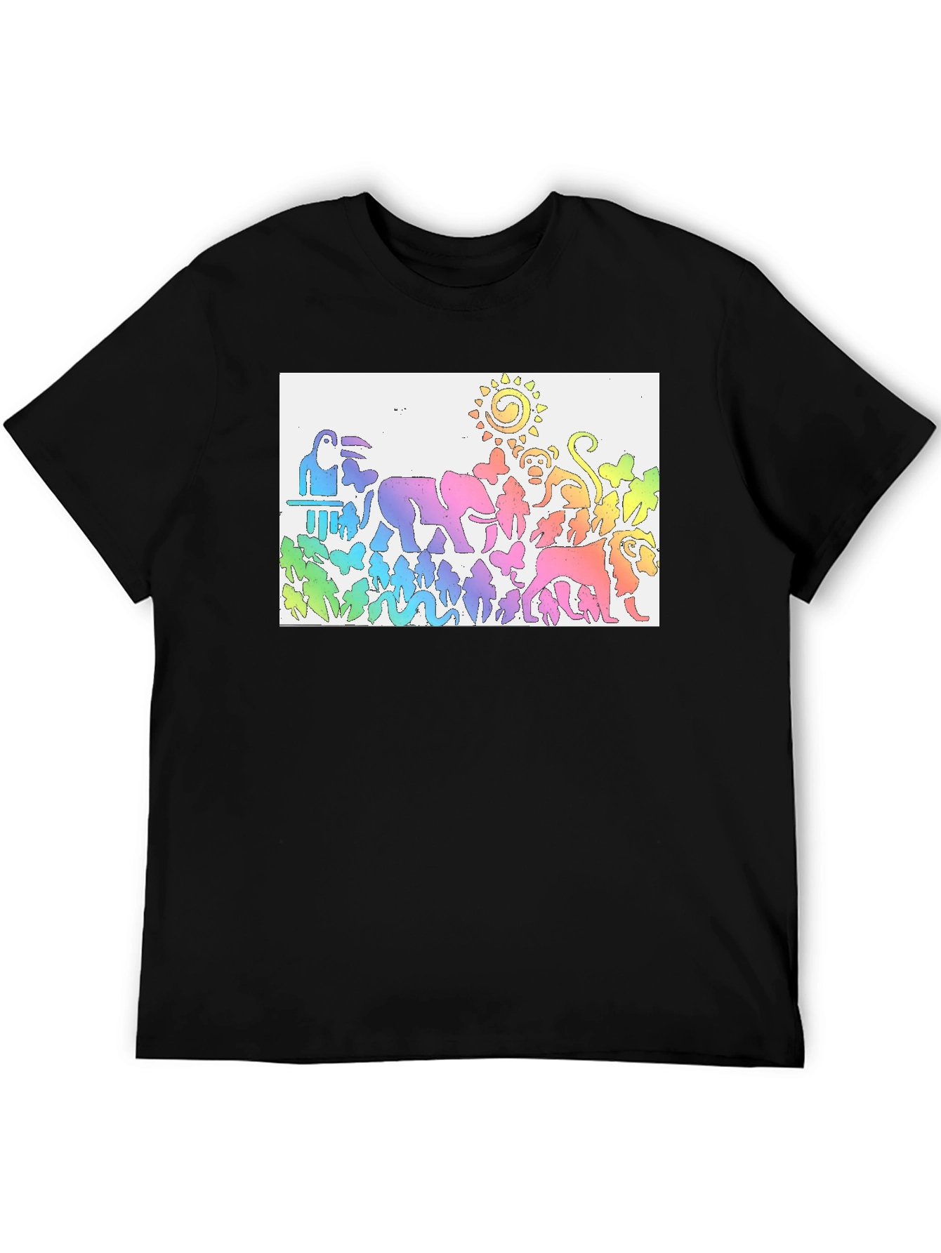 Rainbow Animals T-Shirt Jungle Zoo Tee