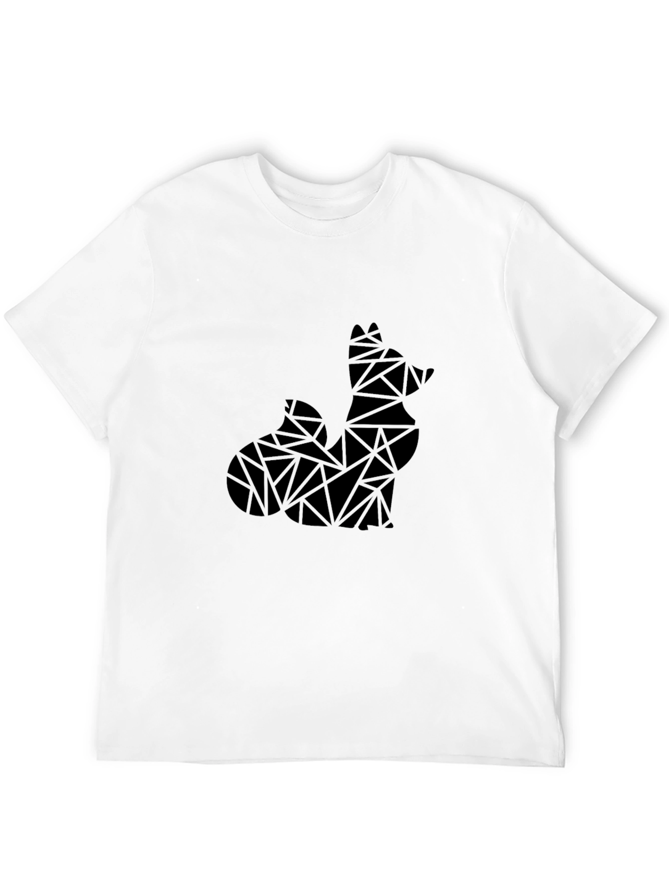 Geometric Fox Black T-Shirt
