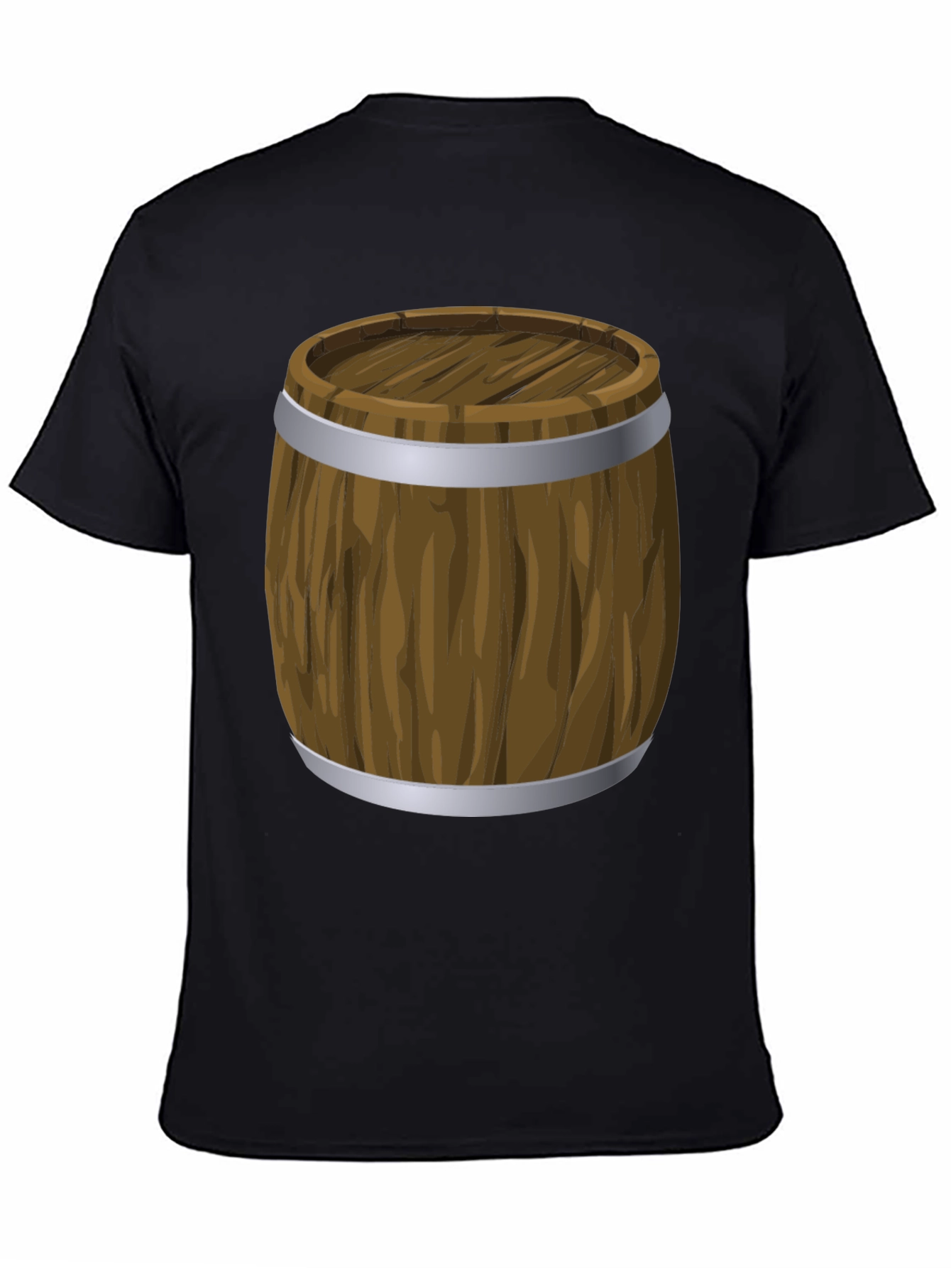 Cartoon Barrel Graphic Print Black T-Shirt