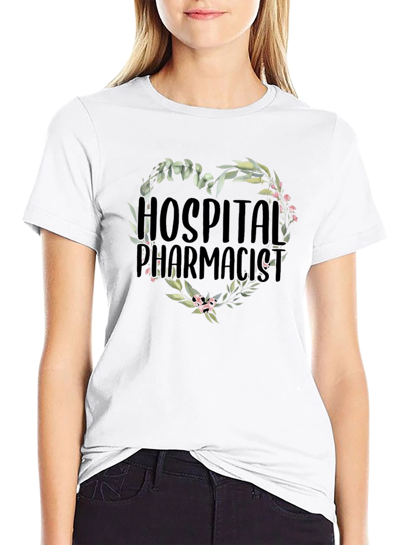 Hospital Pharmacist Floral Heart T-Shirt