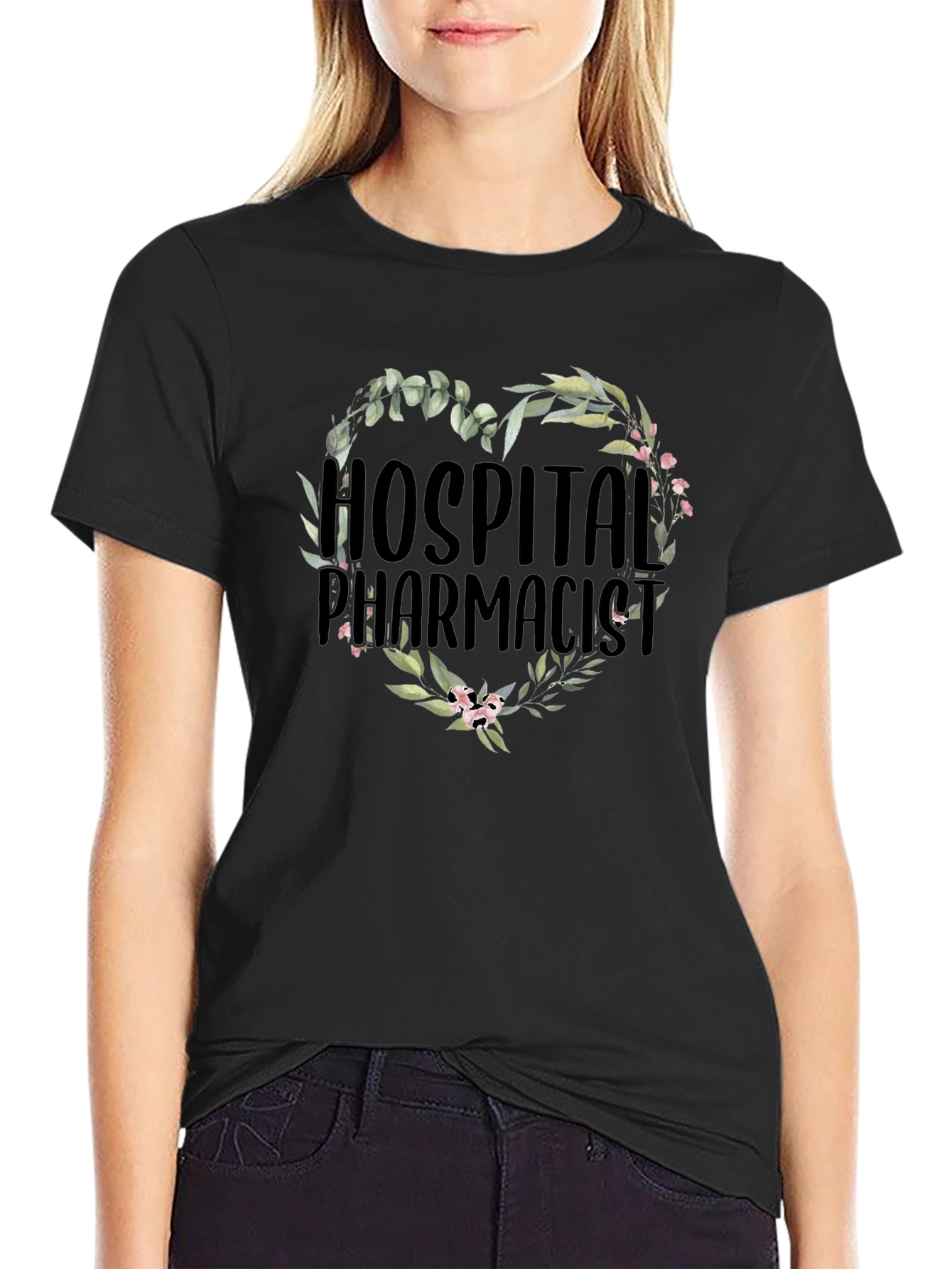 Hospital Pharmacist Floral Heart T-Shirt