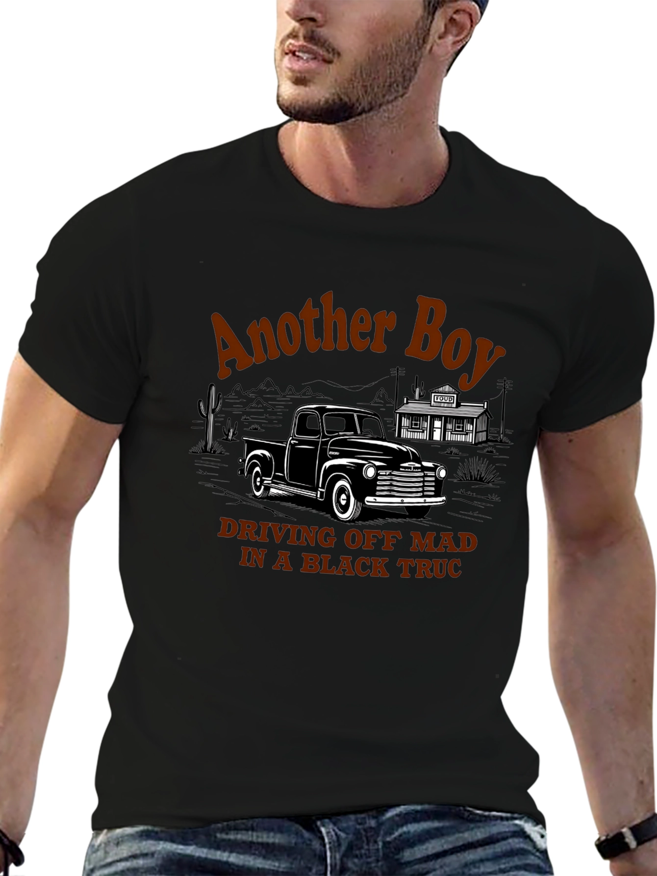 Another Boy Black Truck Graphic Tee