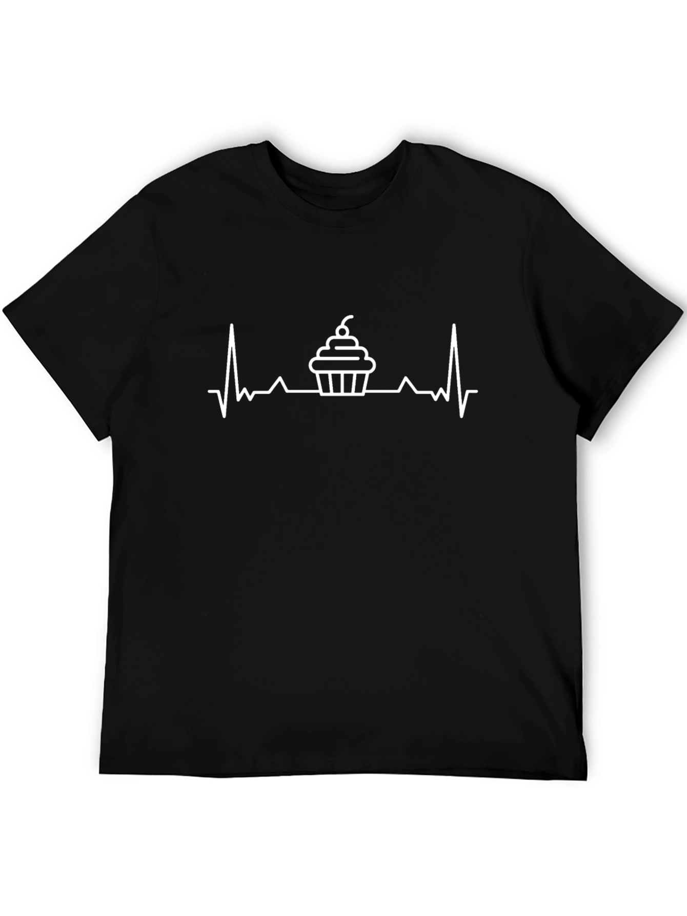 Cupcake Heartbeat T-Shirt - Black Cotton Tee