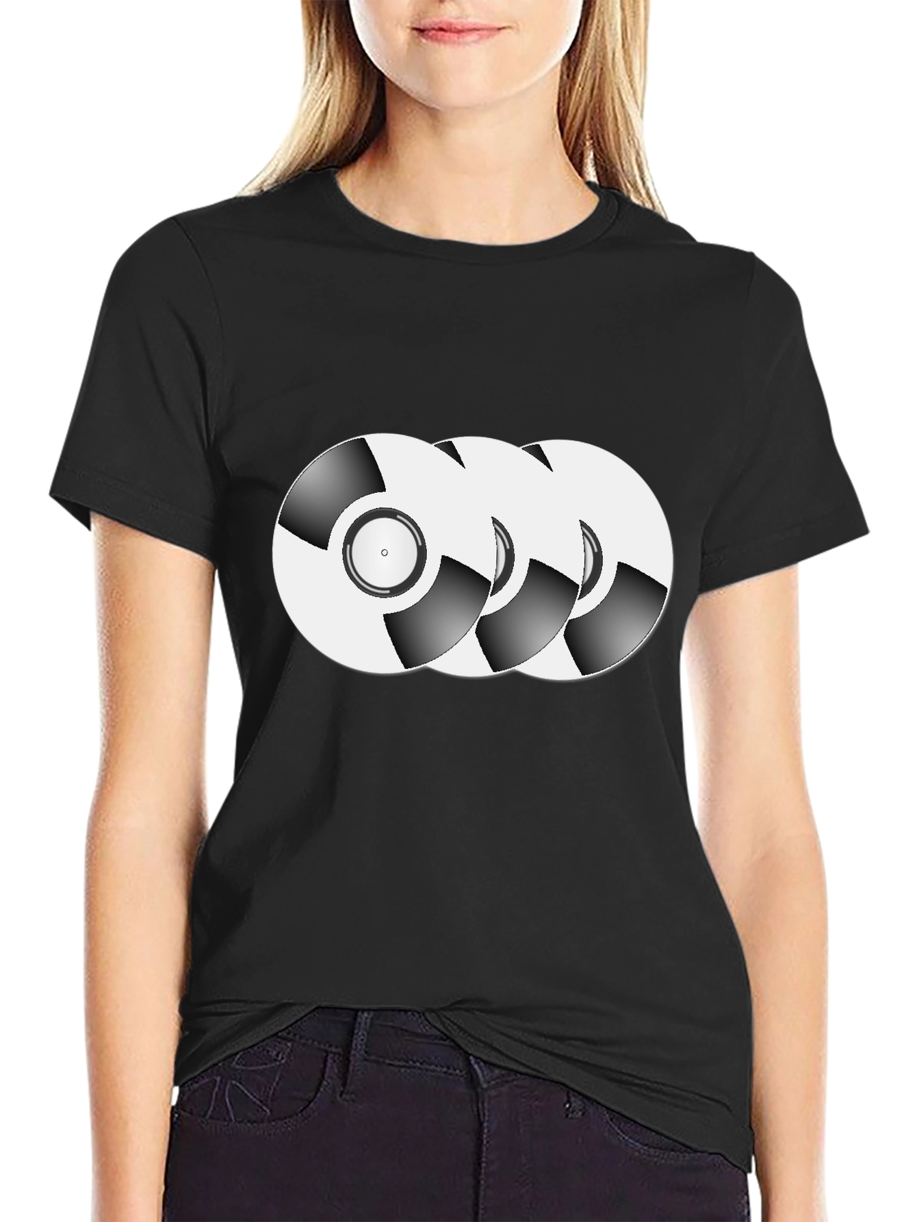 Vinyl Record Graphic Tee - Black
