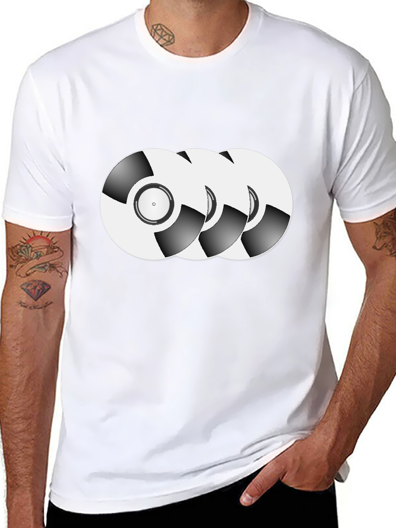Vinyl Record Graphic Tee - Black